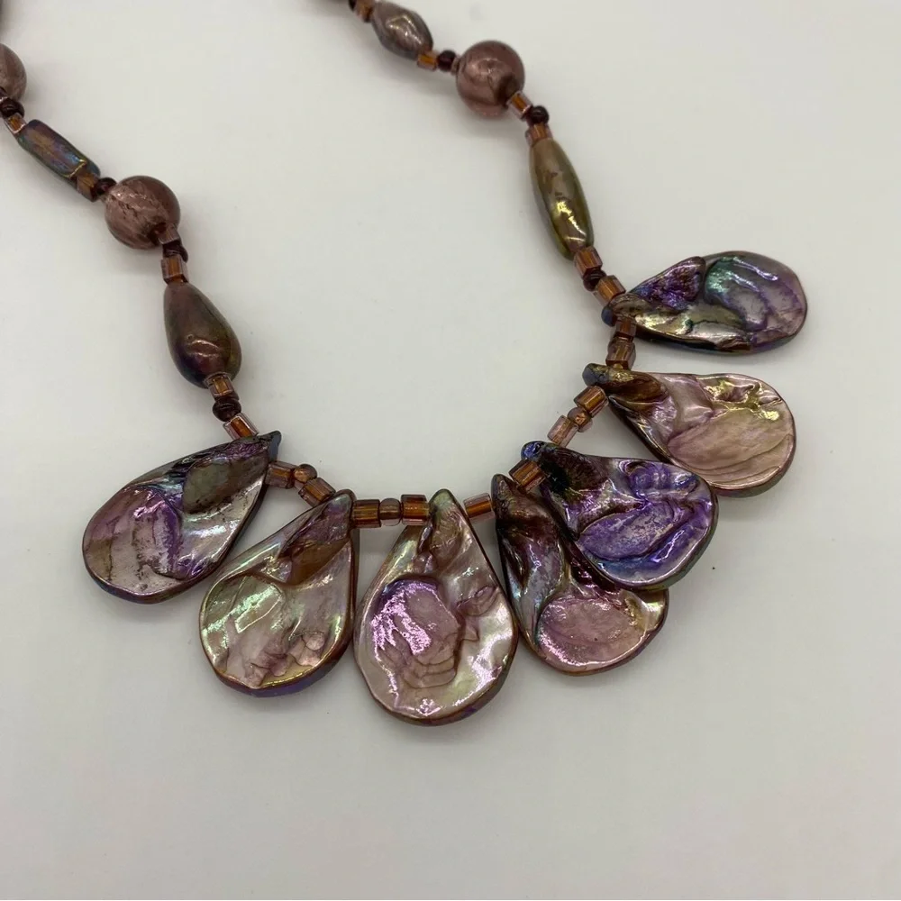 Luster Shells and Glass Beaded Necklace - Picture 7 of 9